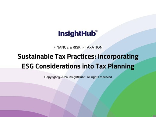 Sustainable Tax Practices: Incorporating ESG Considerations into Tax Planning