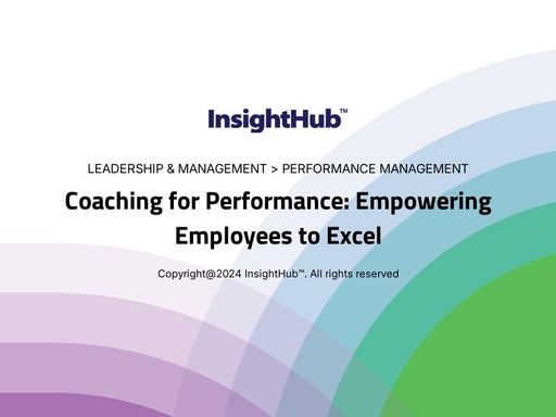 Coaching for Performance: Empowering Employees to Excel